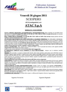 FAST Confsal sciopero 26 maggio