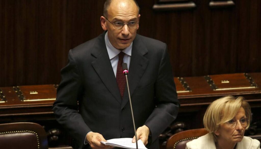 Newly appointed Italian Prime Minister Letta speaks at the Lower house of the parliament in Rome