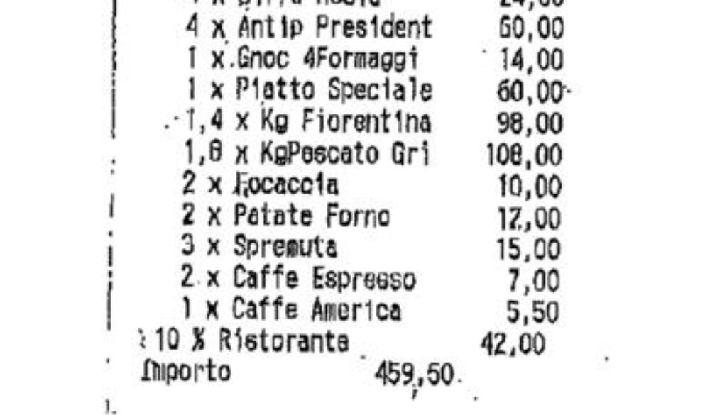 conto salato in un ristorante a Fontana di Trevi