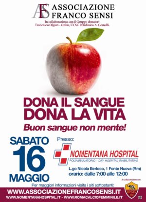 raccolta del sangue al Nomentana Hospital di Fonte Nuova