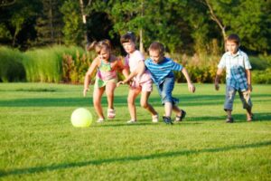Kids playing with the ball