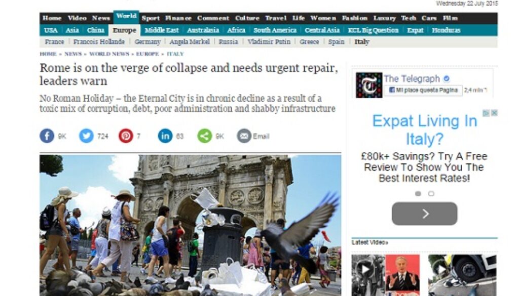 Telegraph boccia le vacanze romane