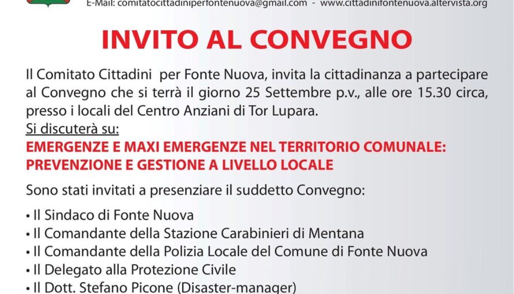 A Fonte Nuova un convegno sulle emergenze territoriali