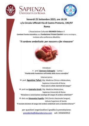 Convegno sul cordone ombelicale