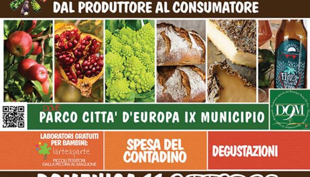 Domenica 11 ottobre all'Eur il mercato contadino dei castelli romani