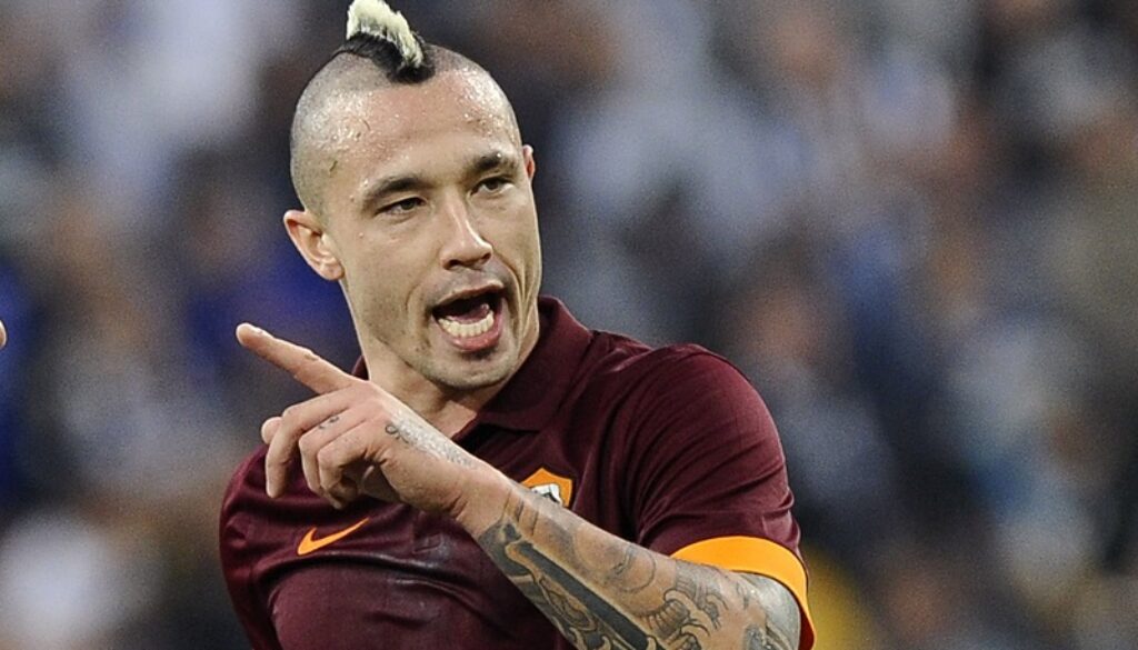 AS Roma's Nainggolan reacts during their Italian Serie A soccer match against Juventus in Turin