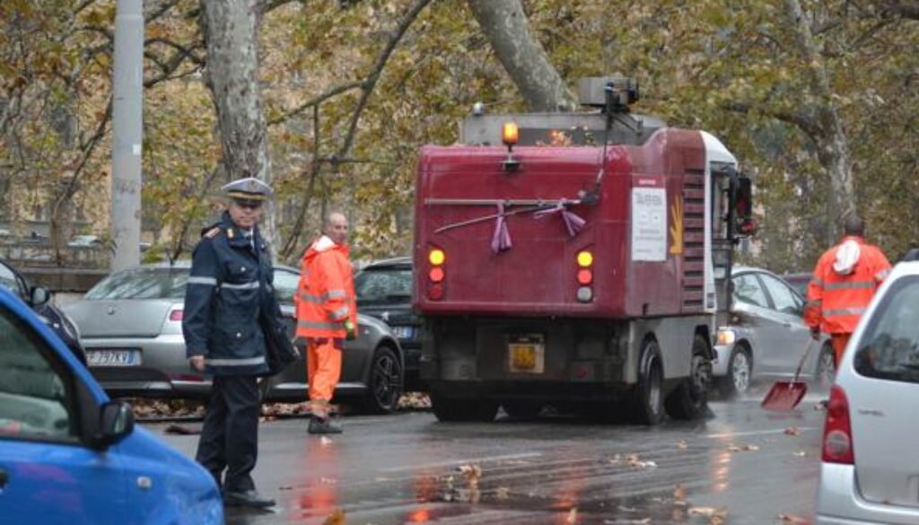 Asfalto scivoloso sul Lungotevere a causa del guano