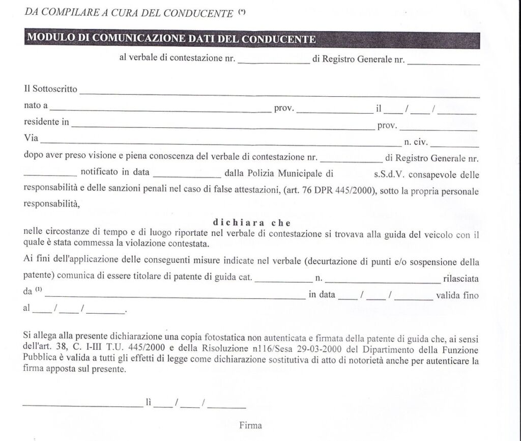 Mancata comunicazione dei dati del conducente, 90 giorni per inviare la