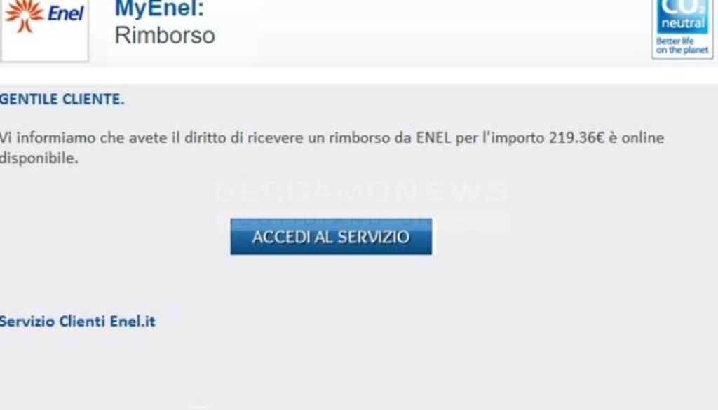 Finto rimborso dell'Enel
