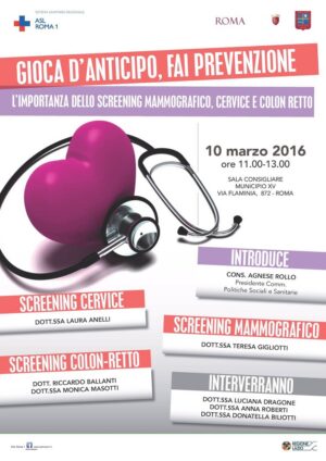 Locandina prevenzione Municipio XV Torquati Rollo Asl 1