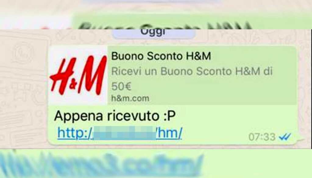 Finto sconto di H&M su Whatsapp