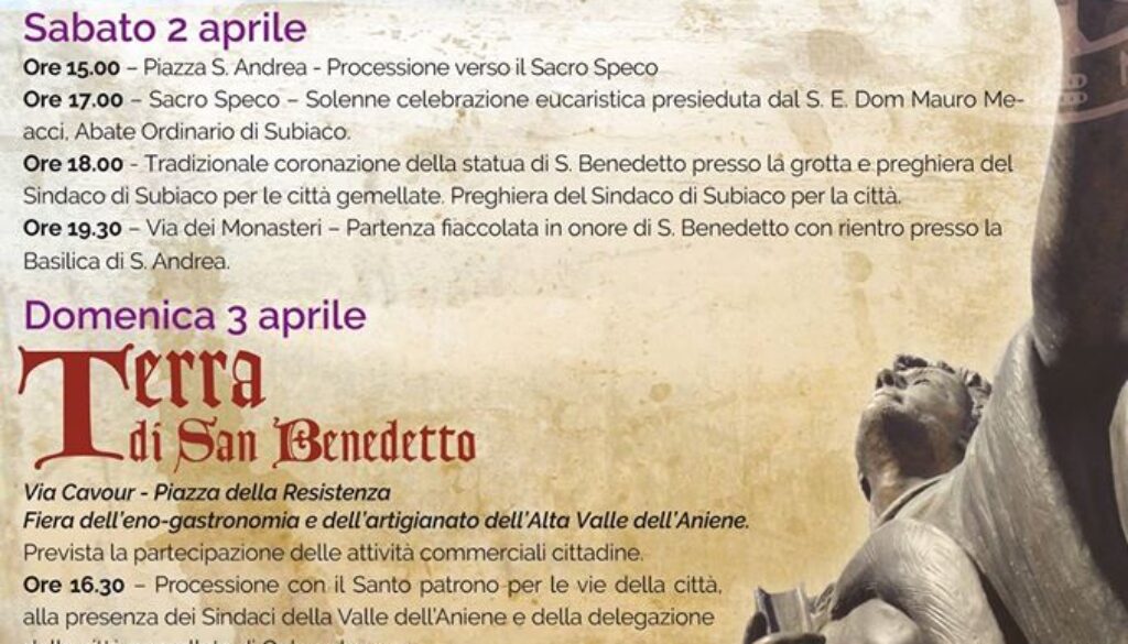 Subiaco celebrazioni benedettine