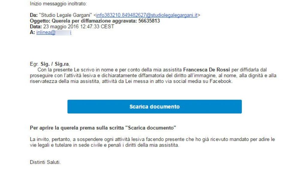 Falsa email dello studio legale