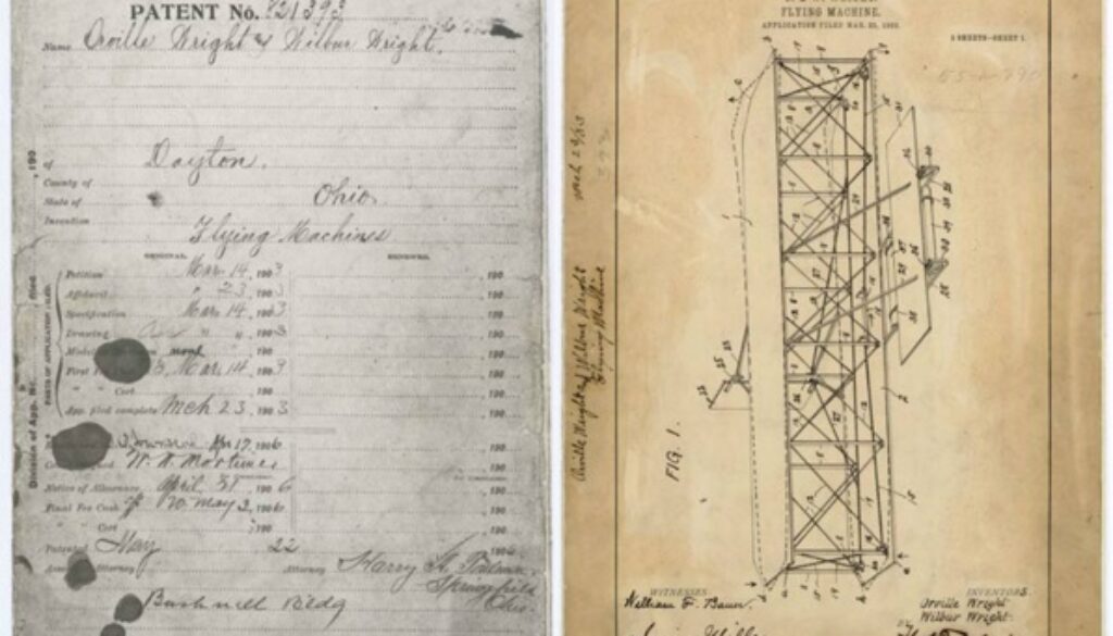 Il brevetto dell'aeroplano dei fratelli Wright