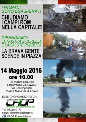 Raimondo Fabbri manifestazione contro campi rom